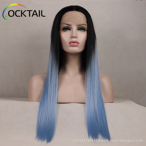 High temperature fiber purple green blue colour synthetic wig